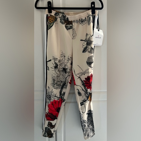 MONCLER Floral & Bird Print Straight-Leg Track Pants size SMALL - Picture 4 of 14